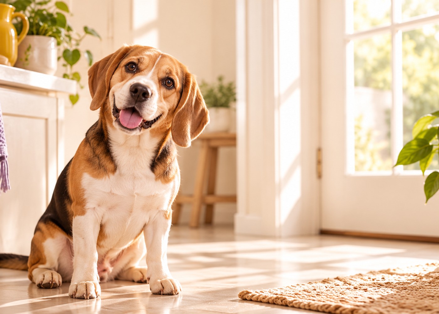Dog and owner sharing a warm moment at home
